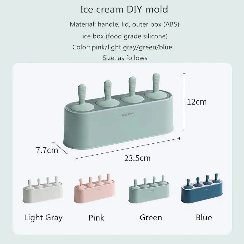 Silicone Popsicle Molds, 4-Cavity